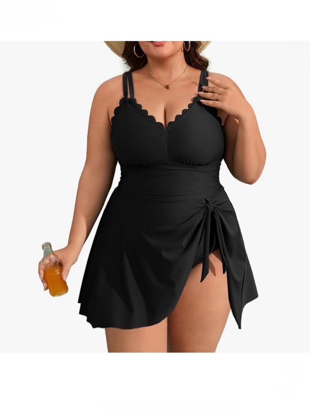 Charmo Black Scallop Trim One Piece Swimsuit